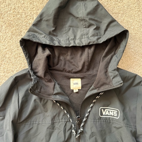 Vans Windbreaker Jacket Mens M Black Hooded Full Zip Lightweight Skate - Picture 4 of 9